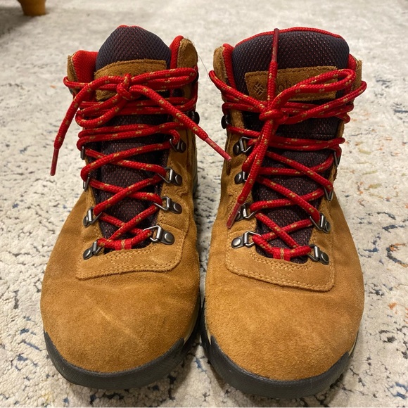 Columbia hiking ankle high boots size 9.5 red brown - Picture 1 of 7